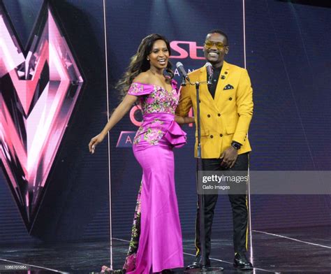 katlego danke and clement maosa during the dstv mzansi viewer s news photo getty images