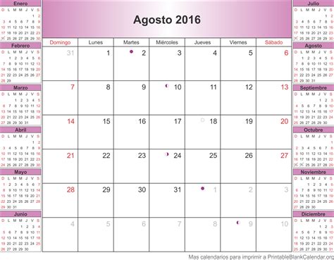 Agosto 2016 Calendario Calendarios Para Imprimir