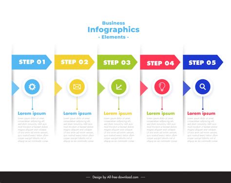 5 Steps Infographic Template Elegant Modern Sections Layout Vectors