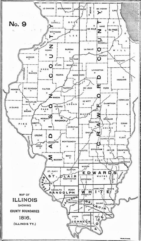 1816 Illinois County Formation Map