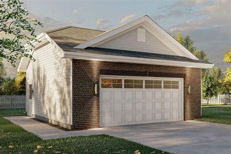 2 Car Detached Garage With Hip Roof And Decorative Gable 62982dj