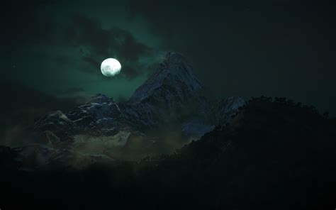 Moon Wallpaper 4k Mountains Night Dark Forest Nature 1160