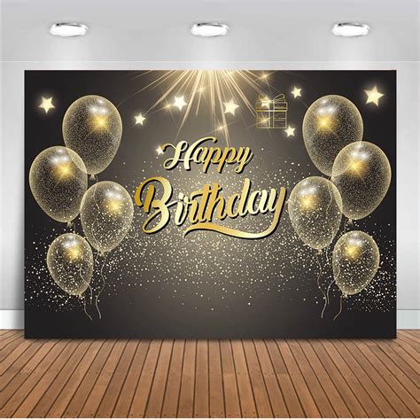 Happy Birthday Gold Glitter Backdrop For Photography Balloons Twinkle