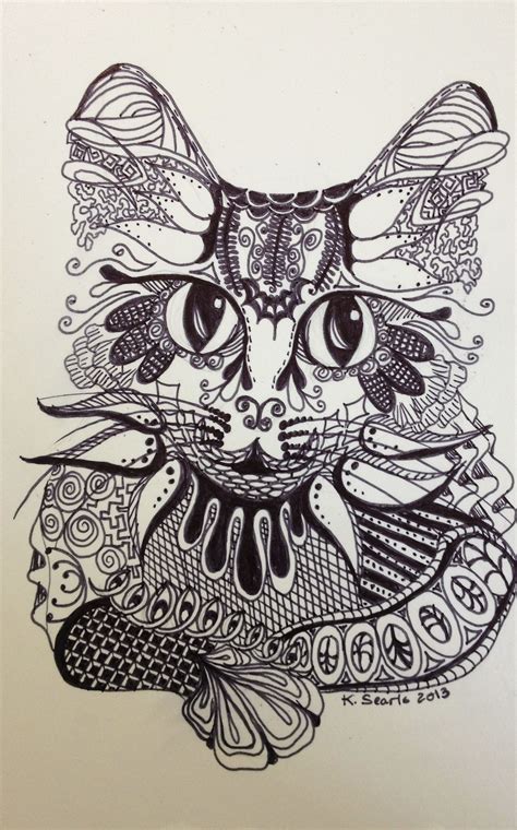zentangle cat - Google Search | Zentangle drawings, Cat art, Cat