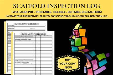 Scaffold Inspection Register Template Checklist Scaffolding Etsy Uk