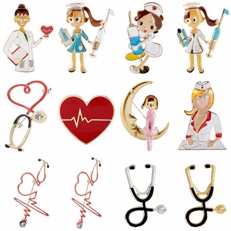 Buy Nurse Medical Brooches Enamel Colorful Stethoscope Pins Heartbeat