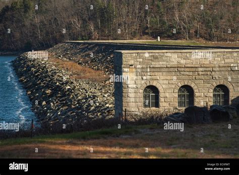 Winsor Dam In Winter Quabbin Park Belchertown Massachusetts Stock