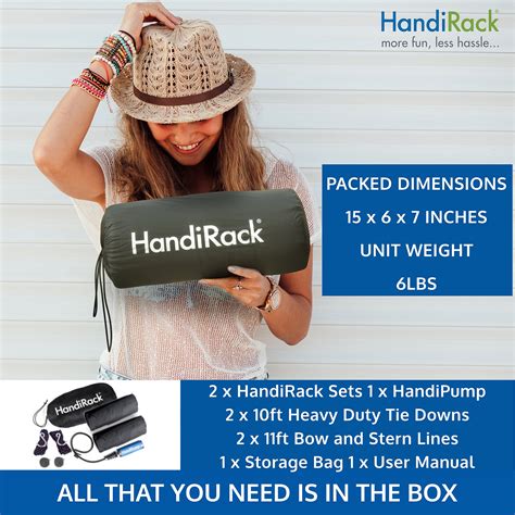 Handirack Universal Inflatable Soft Roof Rack Bars Pair Tie Downs