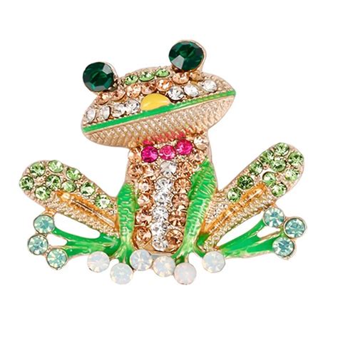 New Crystal Frog Brooches For Women Colorful Animal Brooch Pin Vintage