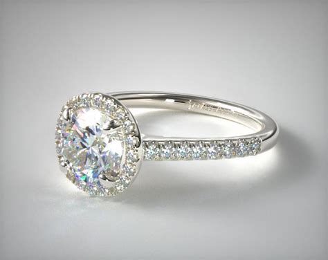 The most common second hand ring material is metal. Pave Halo and Shank Diamond Engagement Ring (Round) | 14K ...