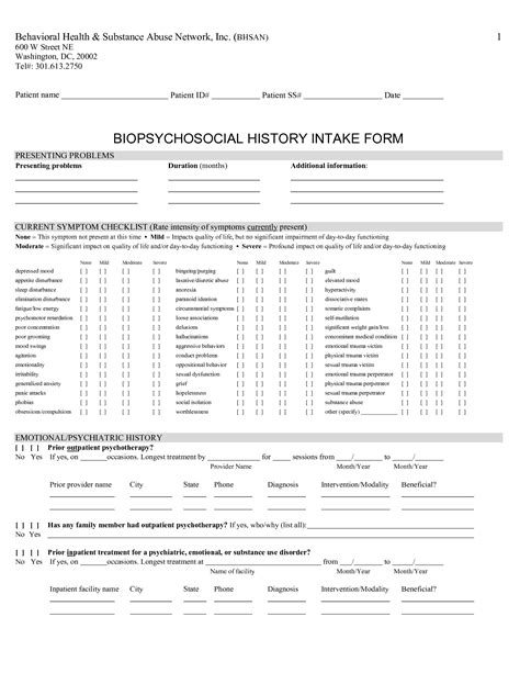 Social History Intake Form Therapy Worksheets Counseling Forms Clinical Social Work