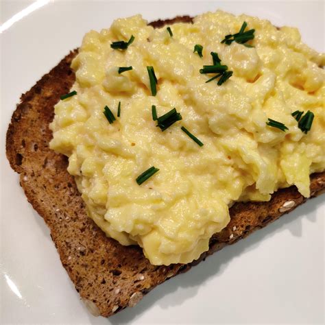 Homemade Scrambled Egg On Toast Food