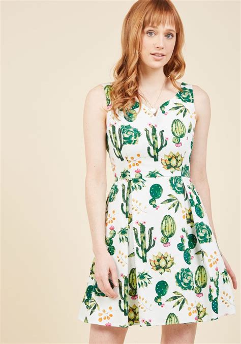 Dashing Darling A Line Dress In Succulents In S Modcloth A Line