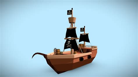 Pirate Ship Lowpoly Download Free 3d Model By Tarunxx Tarunsharma