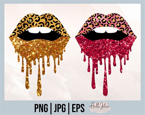 Leopard Glitter Dripping Lips Png Dripping Lips Png Sublimation Of Lips Lip Drip Png Biting