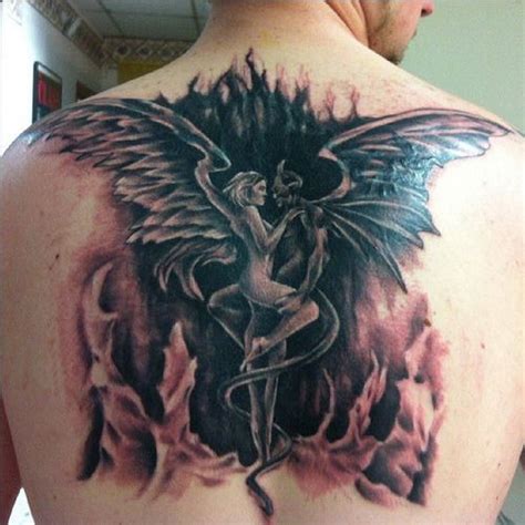 Angel And Demon Back Tattoo
