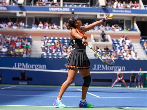 Grand Slam Champion Naomi Osaka Of Japan In Action During Her 2019 Us Open First Round Match At