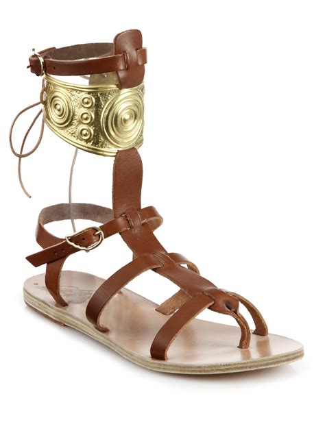 Ancient Greek Sandals Ilias Lalaounis Rhodes Leather Gladiator Sandals In Brown Lyst