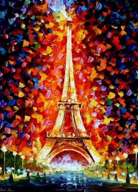 Eiffel Tower Lighted 72x48 180cm X 120cm — Palette Knife Oil Painting