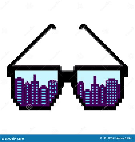 Pixel Art Pixel Sunglasses Flat Design Style Modern Flat Icon In