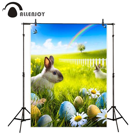 Easter Backdrop With Real Colorful Eggs And Rabbit New Backgrounds