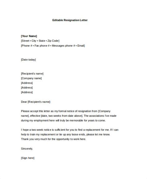 Resignation Letter Format For Kitchen Sample Resignation Letter Hot Sex Picture