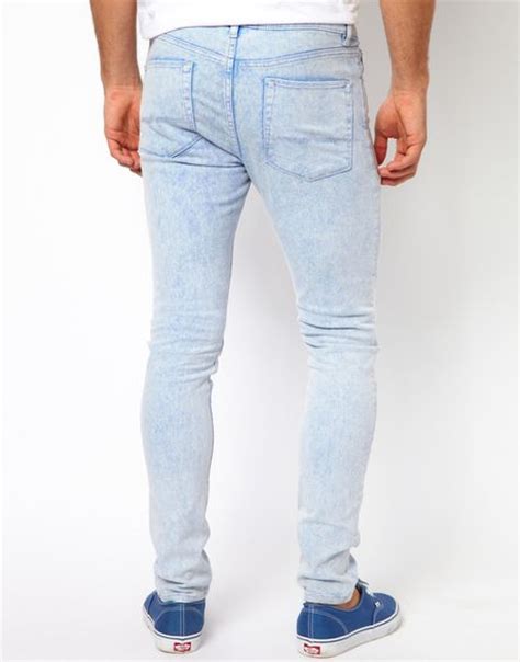 Asos Super Skinny Jeans With Bright Acid Wash In Blue For Men Lyst