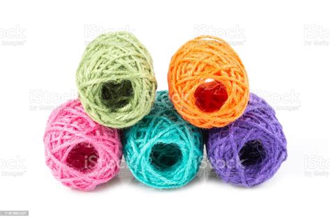 Colorful Of Yarn Balls Wool On White Stock Photo Download Image Now