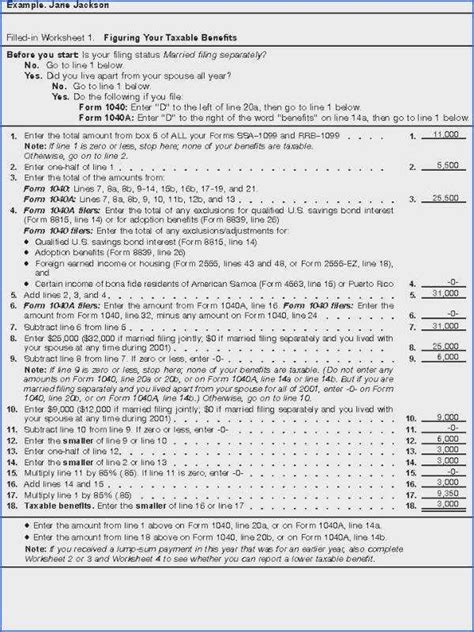 Irs Form 1040 Social Security Worksheet 2021