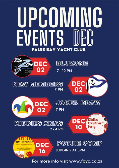 Upcoming Events December False Bay Yacht Club
