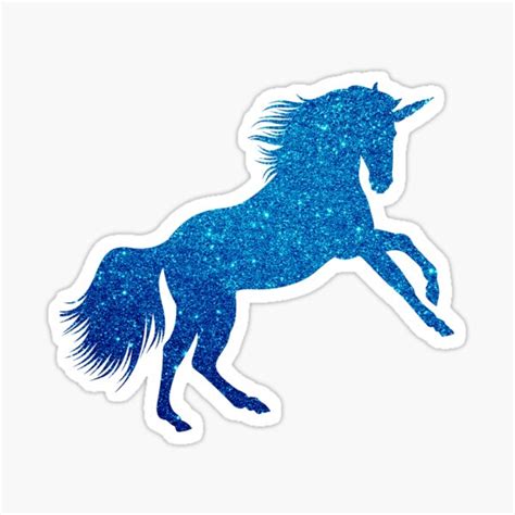 Blue Glitter Sparkle Unicorn Sticker For Sale By Colorflowart