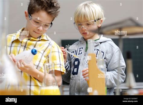 Two Boys Doing Science Experiments Stock Photo Royalty Free Image