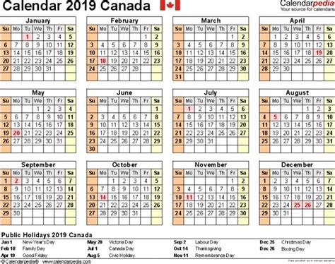 New 2019 Printable Calendar With Canadian Holidays Free Printable