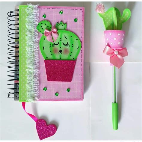 Cuaderno Cactus Notebook Diy Decorate Notebook Foam Crafts Diy And