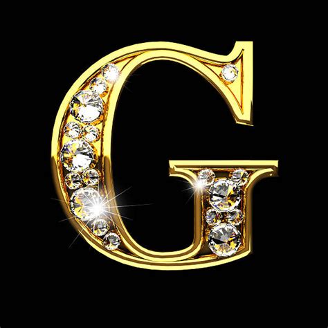G Isolated Golden Letters With Diamonds On Black G Logo Design