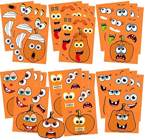 Whaline Make A Pumpkin Sticker Halloween Diy Jack O Lantern Stickers 6