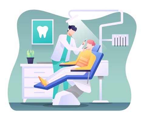 Ilustración Dental Dentista Manejando A Un Paciente Vector Premium