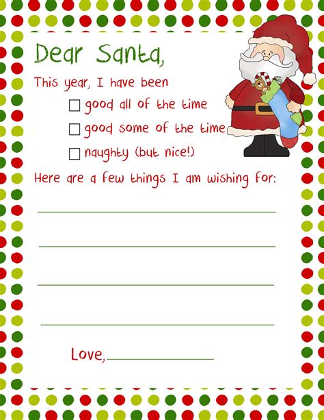 Letter To Santa Dear Santa Letter For Kids