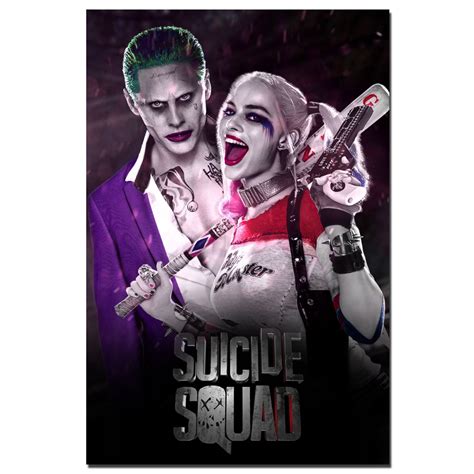 Suicide Squad Joker And Harley Quinn Posters Canvas Print Wall Art For