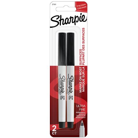 Sharpie Permanent Black Markers Ultra Fine Tip 2 Count