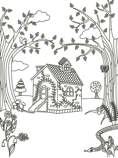 Cottage In The Woods Coloring Page Words Coloring Book Toddler