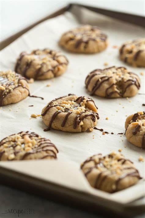 Peanut Butter Turtle Thumbprint Cookies Thumbprint Cookies Recipe