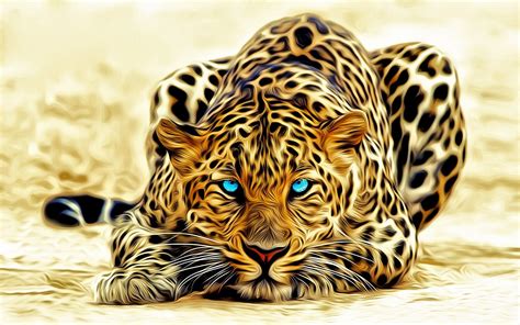Blue Eyed Leopard On The Template Phone Background Image Arte 3d
