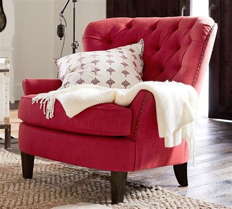 Cardiff Tufted Upholstered Armchair Geranium Red Comfortable Living