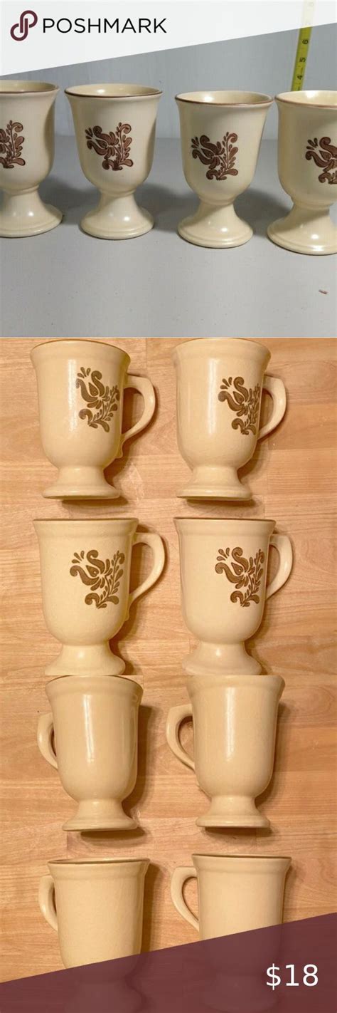 Vintage Pfaltzgraff Village 4 Footed Pedestal Coffee Mugs