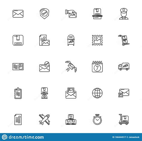 Bundle Of Postal Service Icons Stock Vector Illustration Of Post
