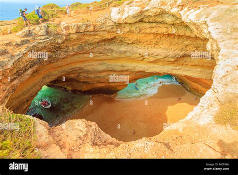 Benagil Portugal August 23 2017 Benagil Cave Seen From The Top Of