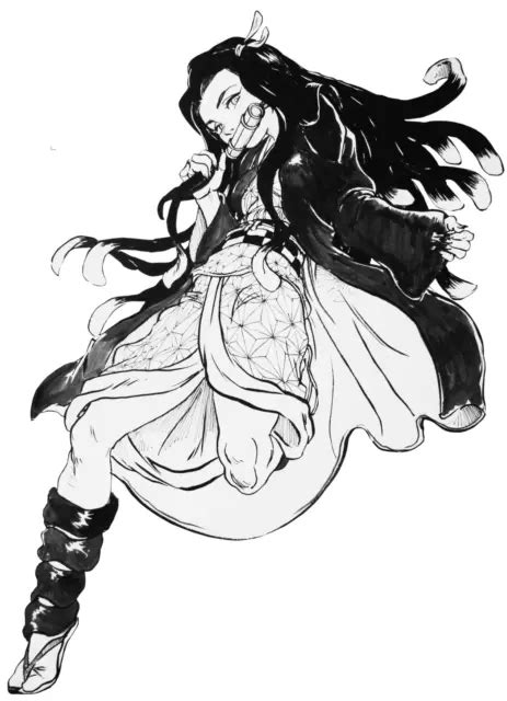 Nezuko Black And White Demon Slayer Weatherproof Anime Sticker 6 Car