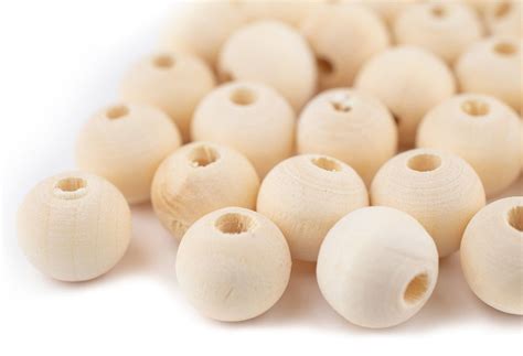 Unfinished Natural Wood Beads 14mm Set Of 45 Wood Beads Natural