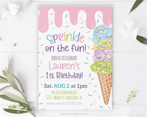 Ice Cream Invitation Birthday Invitation Instant Download By Forever Your Prints Catch My Party